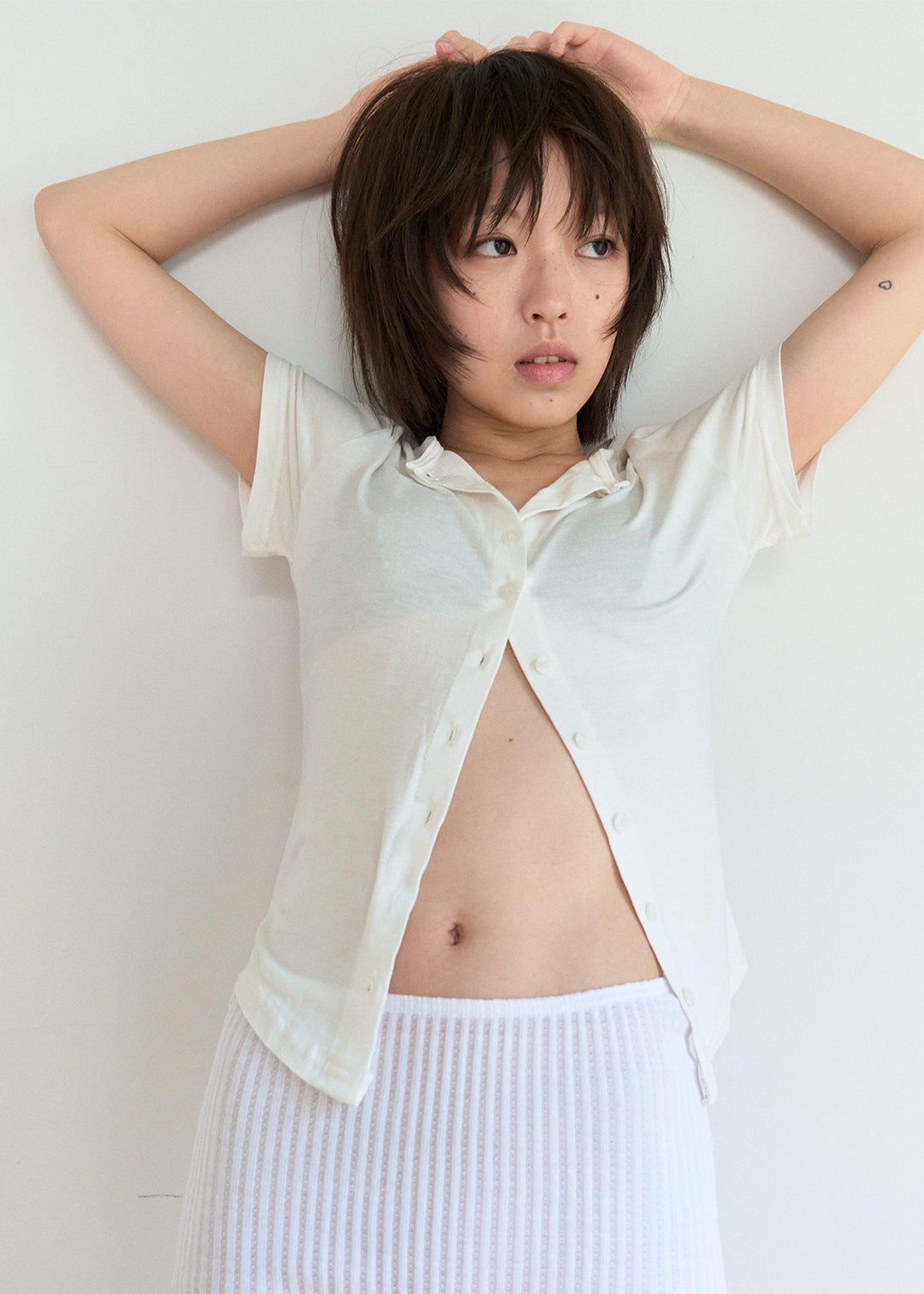 Cardigan Tee (White)