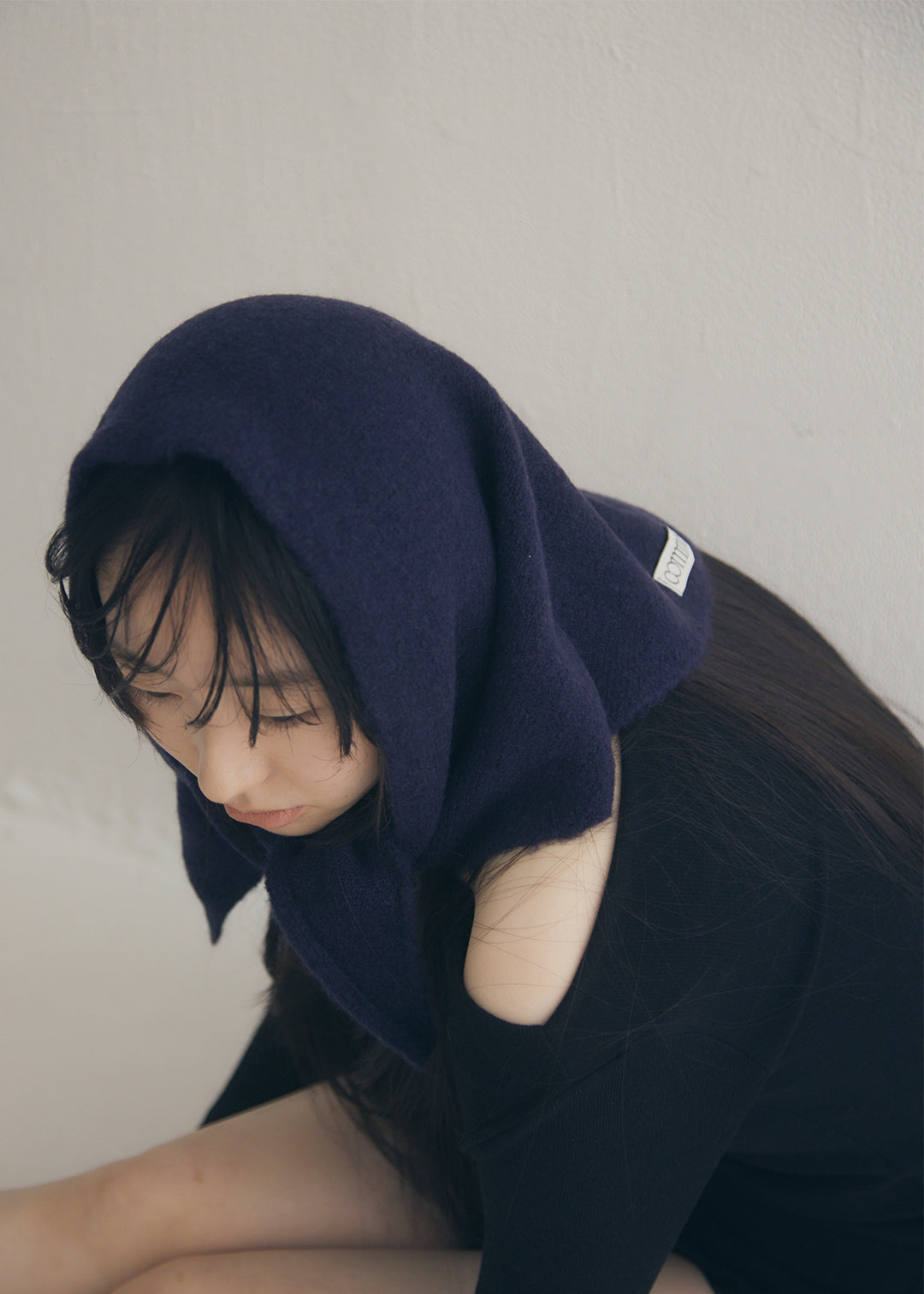 Wool Knit Scarf (Navy)