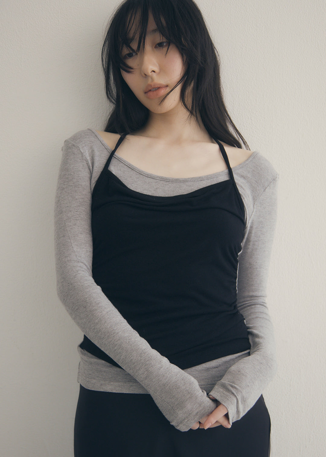 SoftTouch Cami Top (Gray×Black)