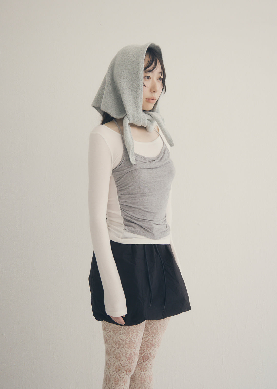Wool Knit Scarf (Gray)
