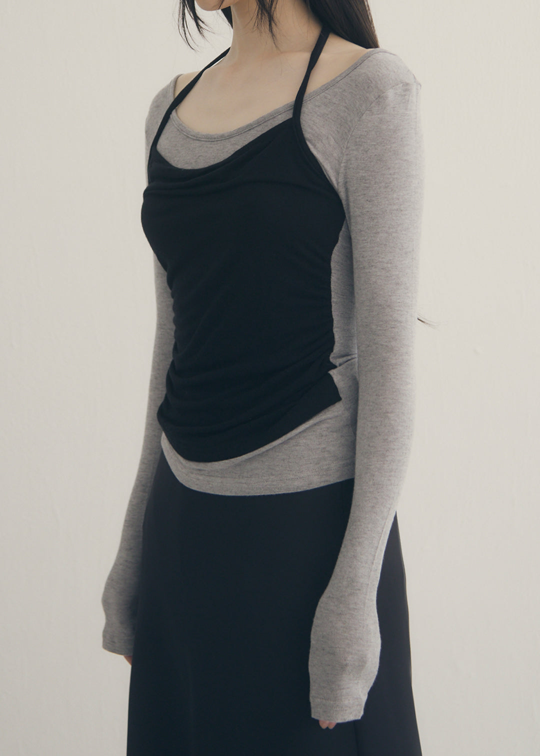 SoftTouch Cami Top (Gray×Black)