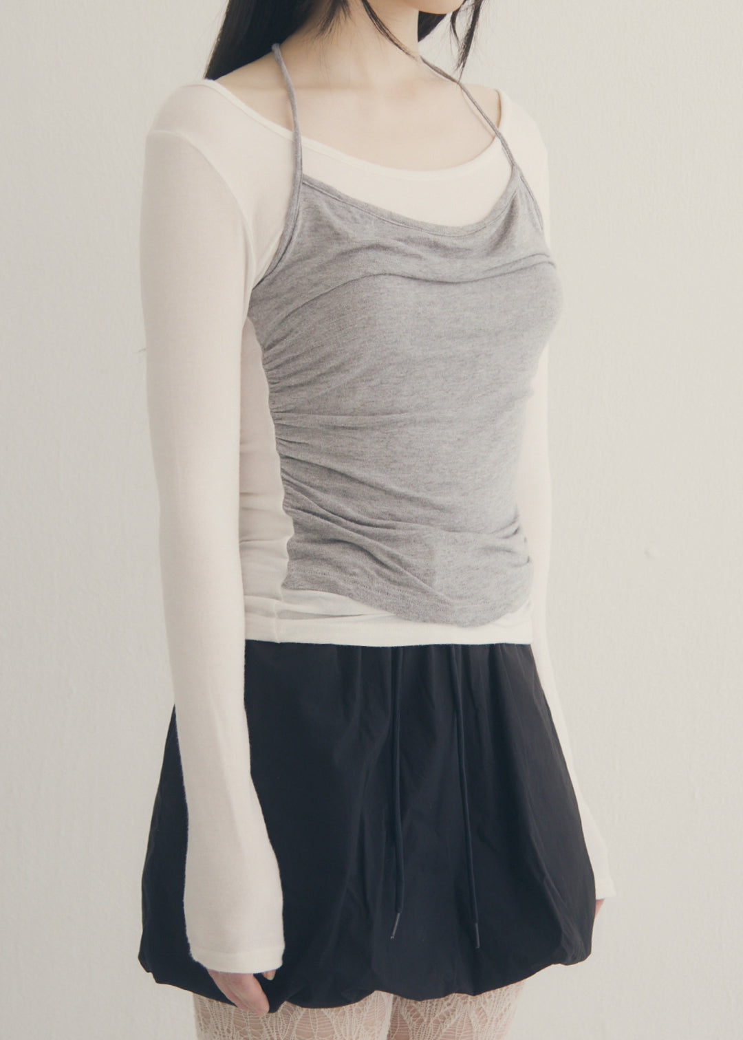 SoftTouch Cami Top (Ivory×Gray)