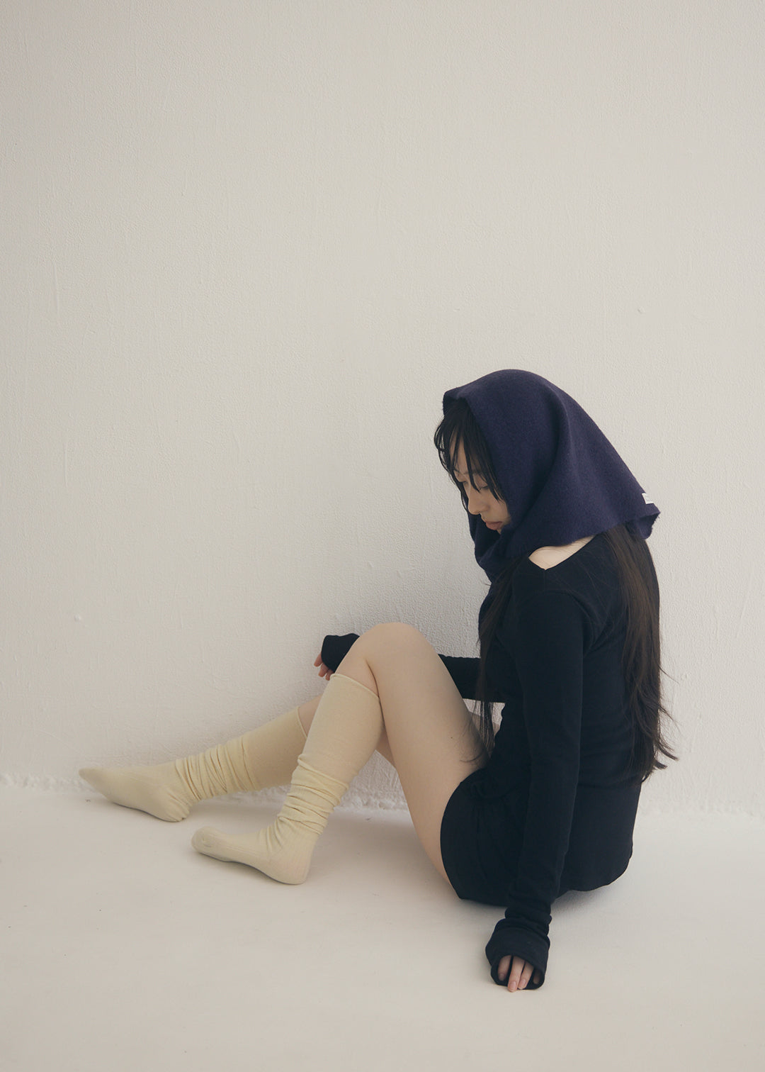 Wool Knit Scarf (Navy)
