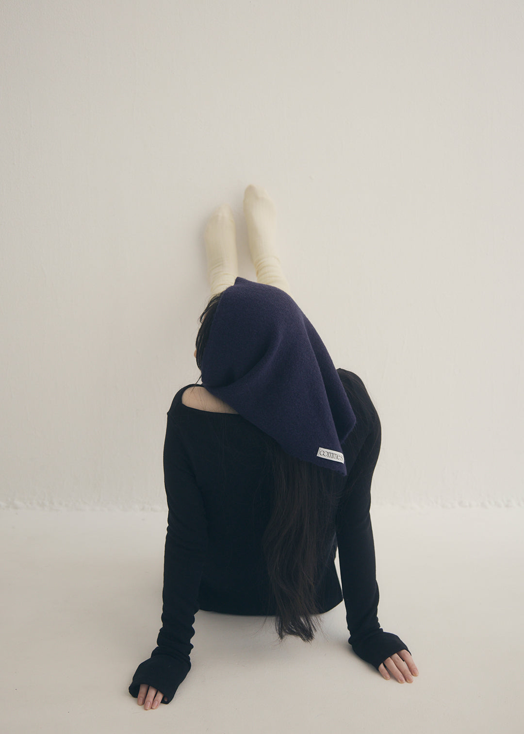 Wool Knit Scarf (Navy)