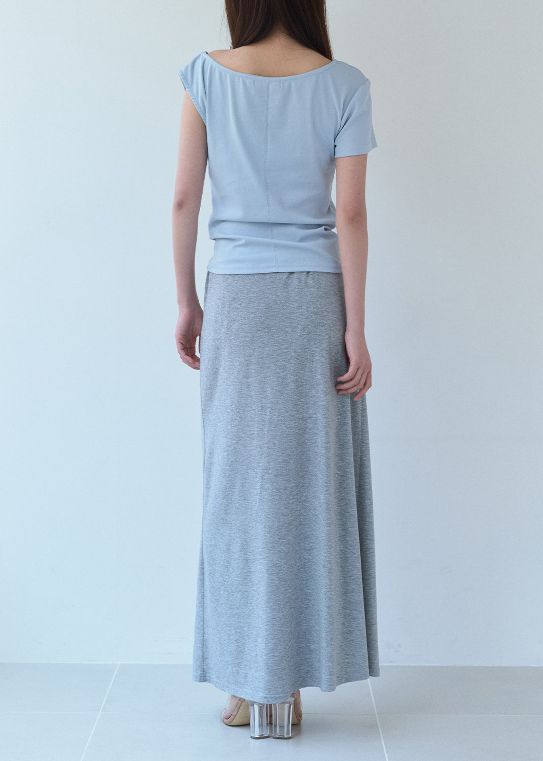 【6/20(Sat) 12:00】Waist Ribbon Long Skirt (Gray)
