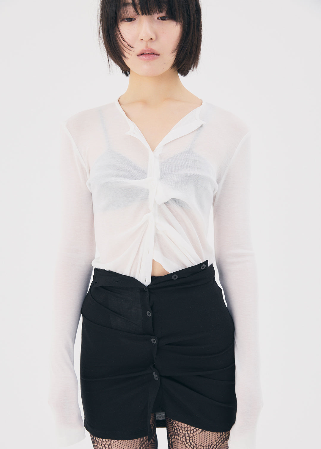 トップス COMME SI STUDIO Tendawool Cardi (Ivory) Sensual Sheer Cardi (Ivory) – COMME SI STUDIO
