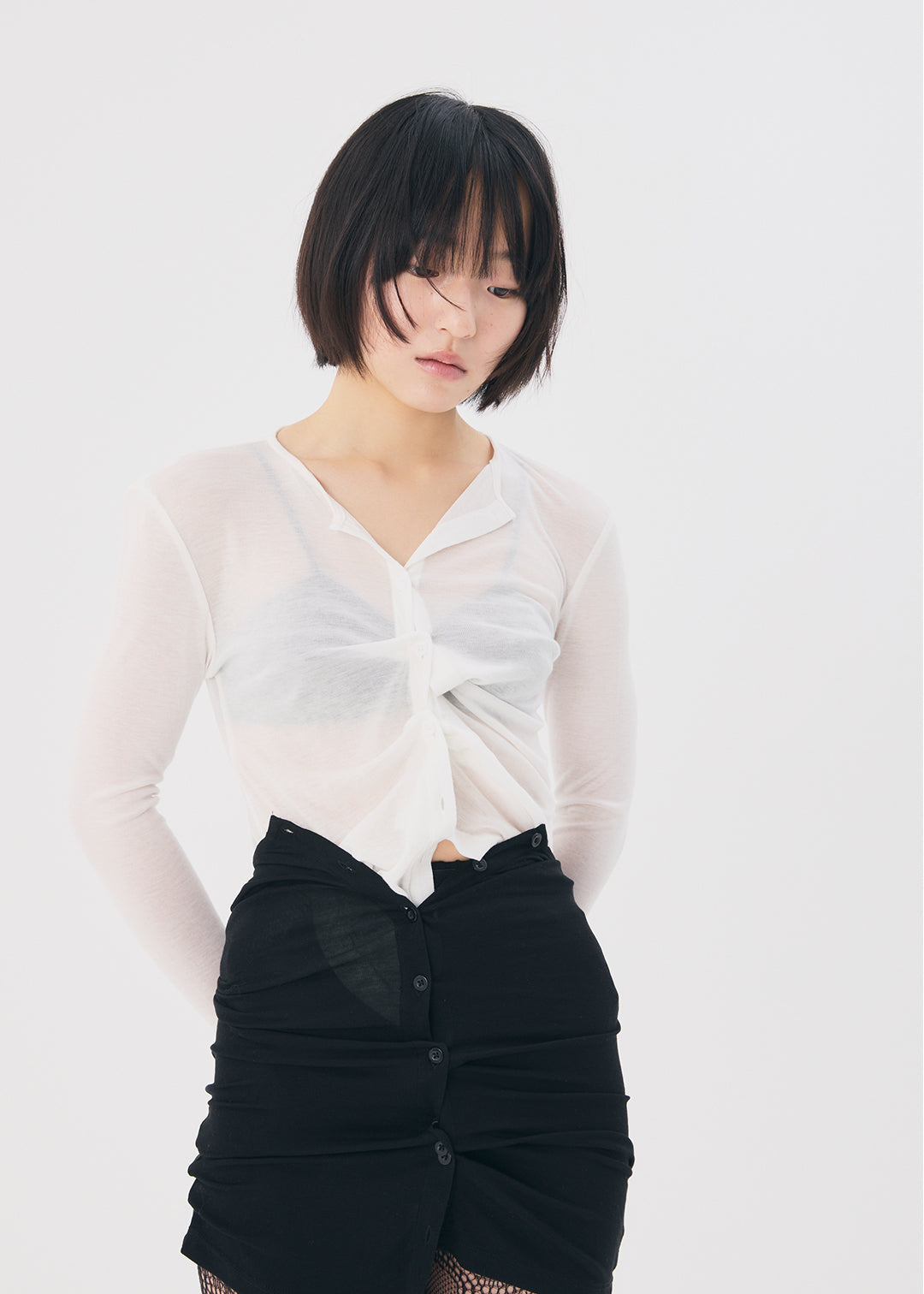 トップス commesi studio Tendawool Cardi (Ivory) TOPS – COMME SI STUDIO