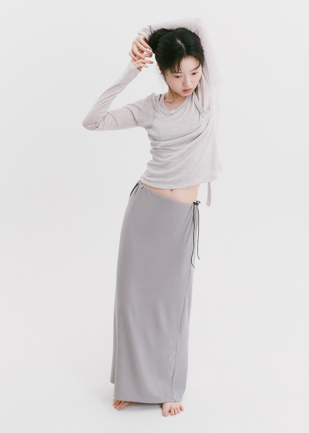 【10/3(Sat) 11:00】Drawstring Long Skirt (Gray)