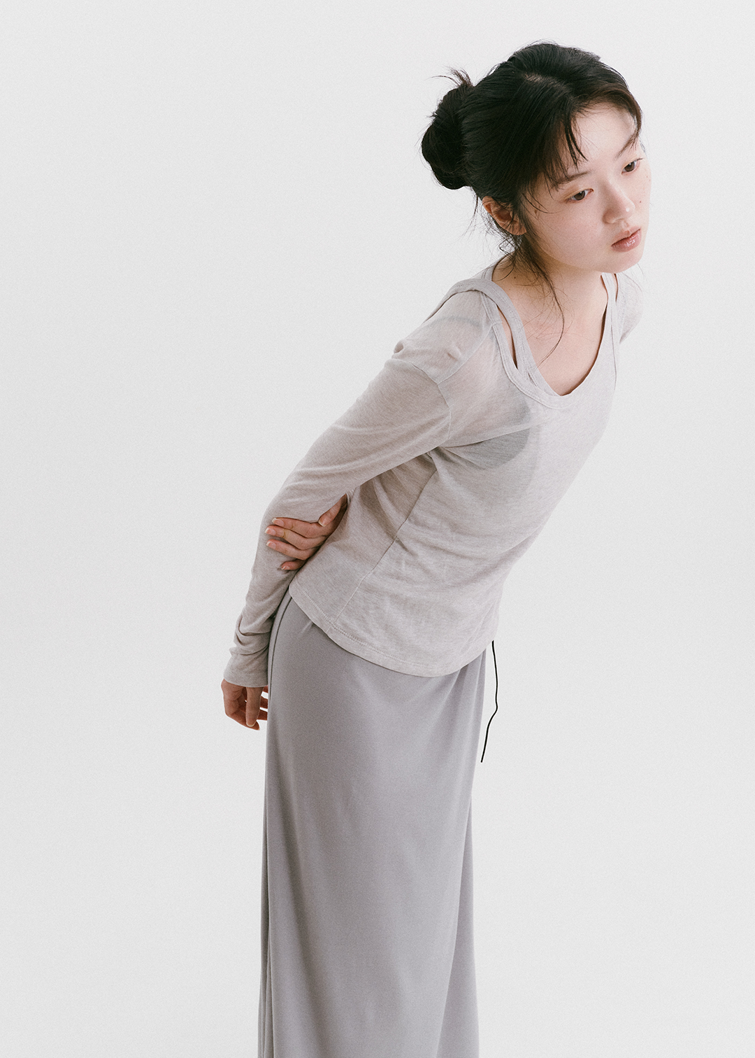 【10/3(Sat) 11:00】Drawstring Long Skirt (Gray)