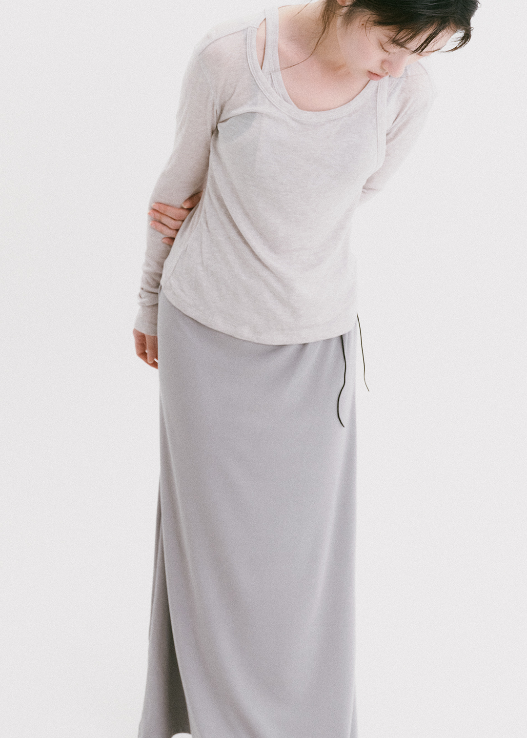 【10/3(Sat) 11:00】Drawstring Long Skirt (Gray)