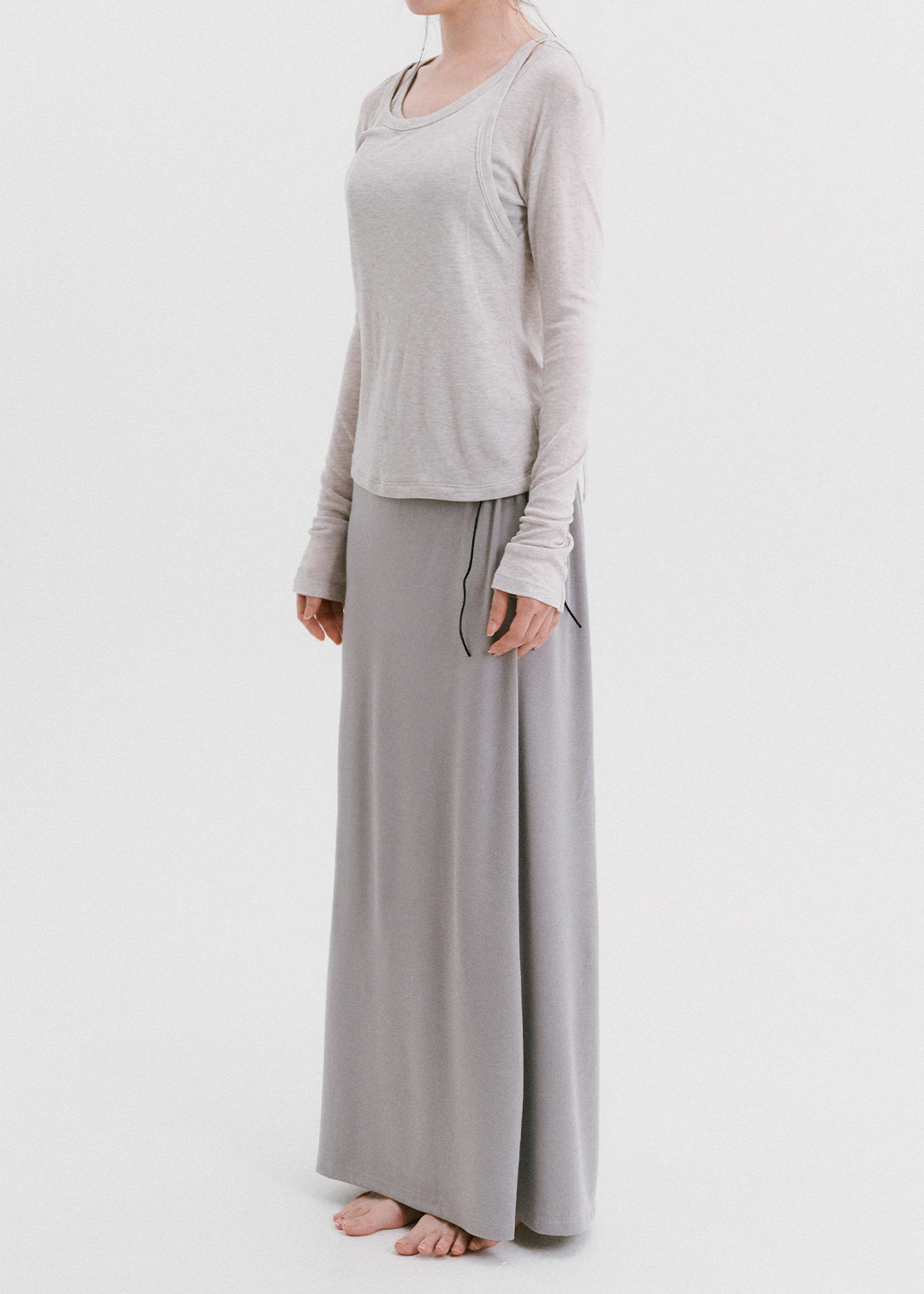 【10/3(Sat) 11:00】Drawstring Long Skirt (Gray)