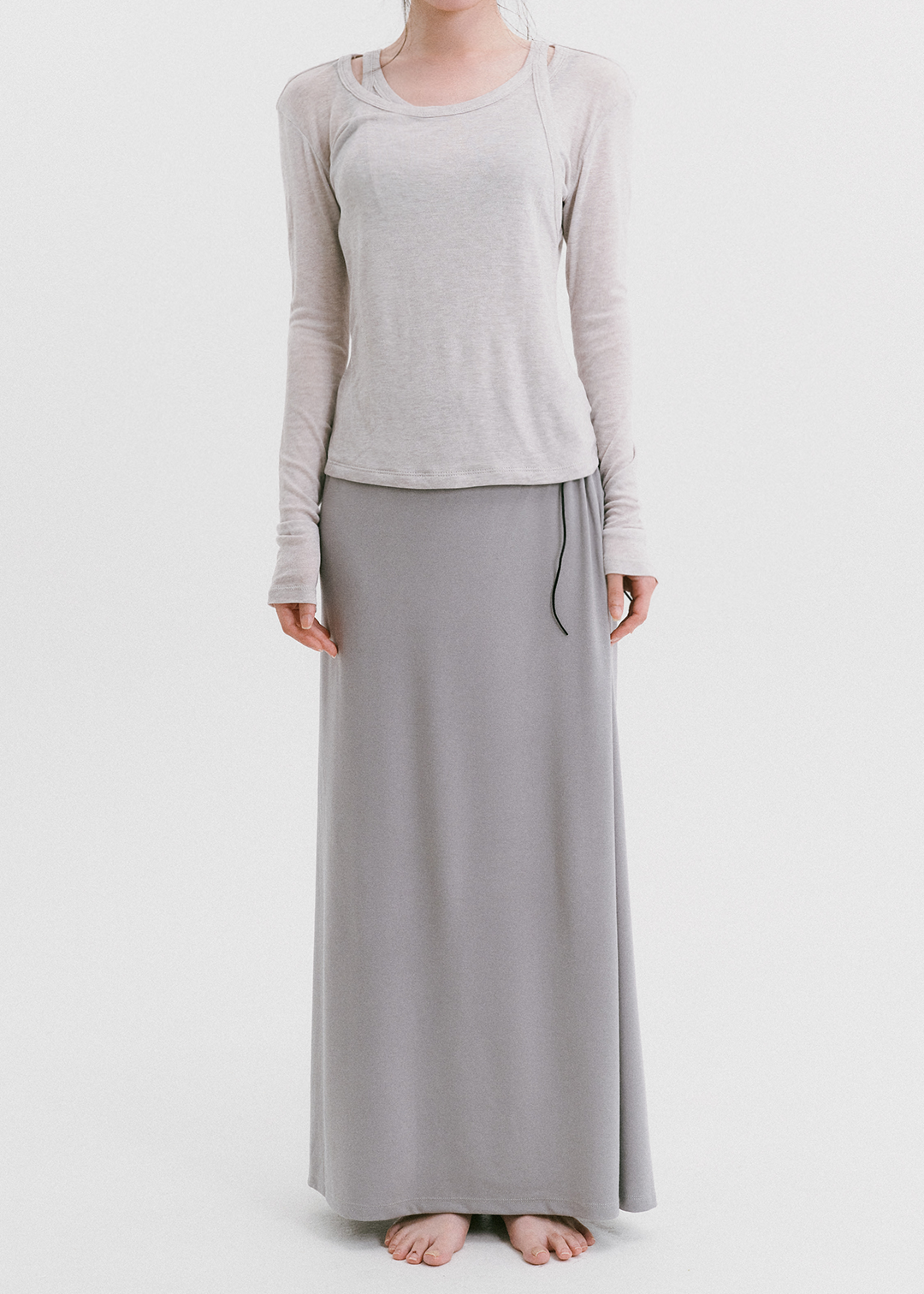 【10/3(Sat) 11:00】Drawstring Long Skirt (Gray)