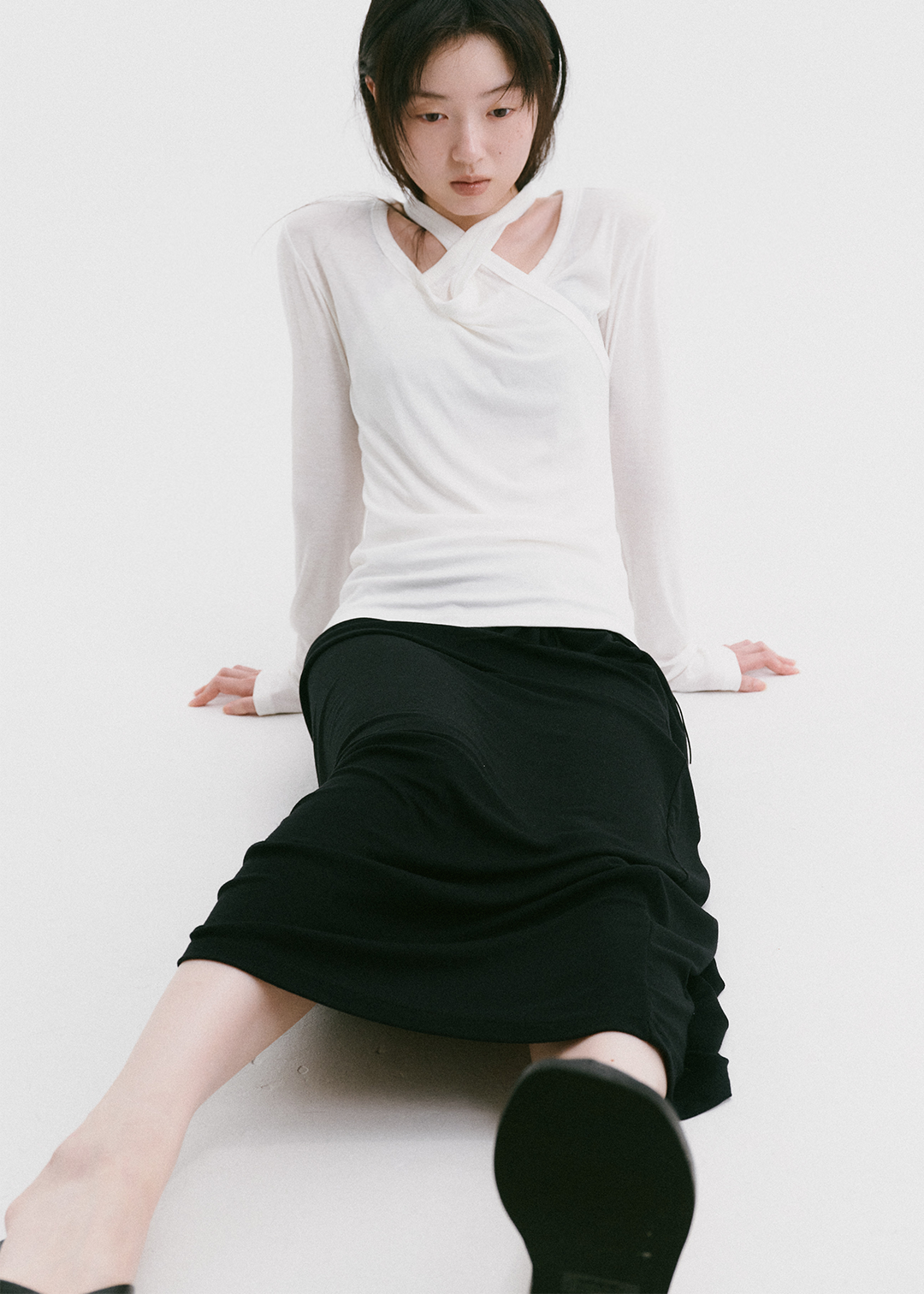 【10/3(Sat) 11:00】Drawstring Long Skirt (Black)