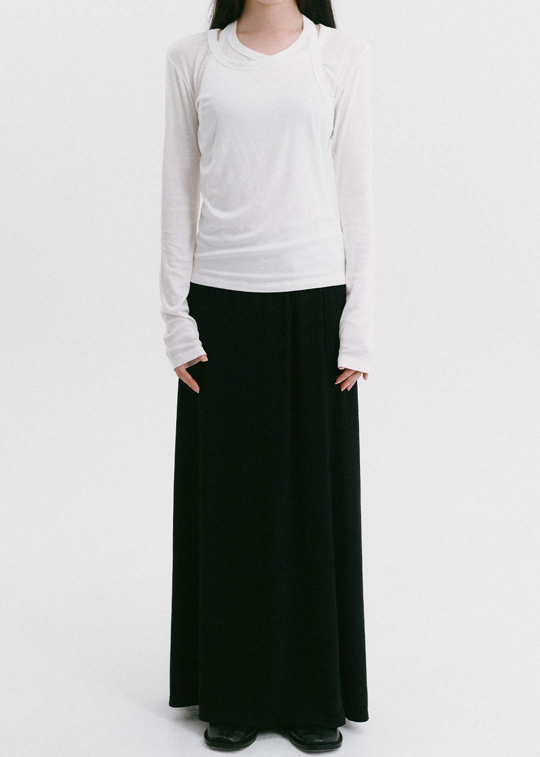 【10/3(Sat) 11:00】Drawstring Long Skirt (Black)