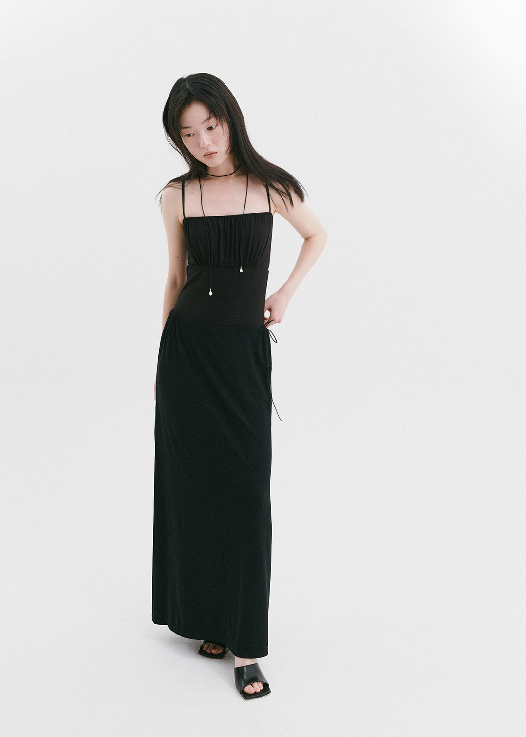【10/3(Sat) 11:00】Drawstring Long Skirt (Black)