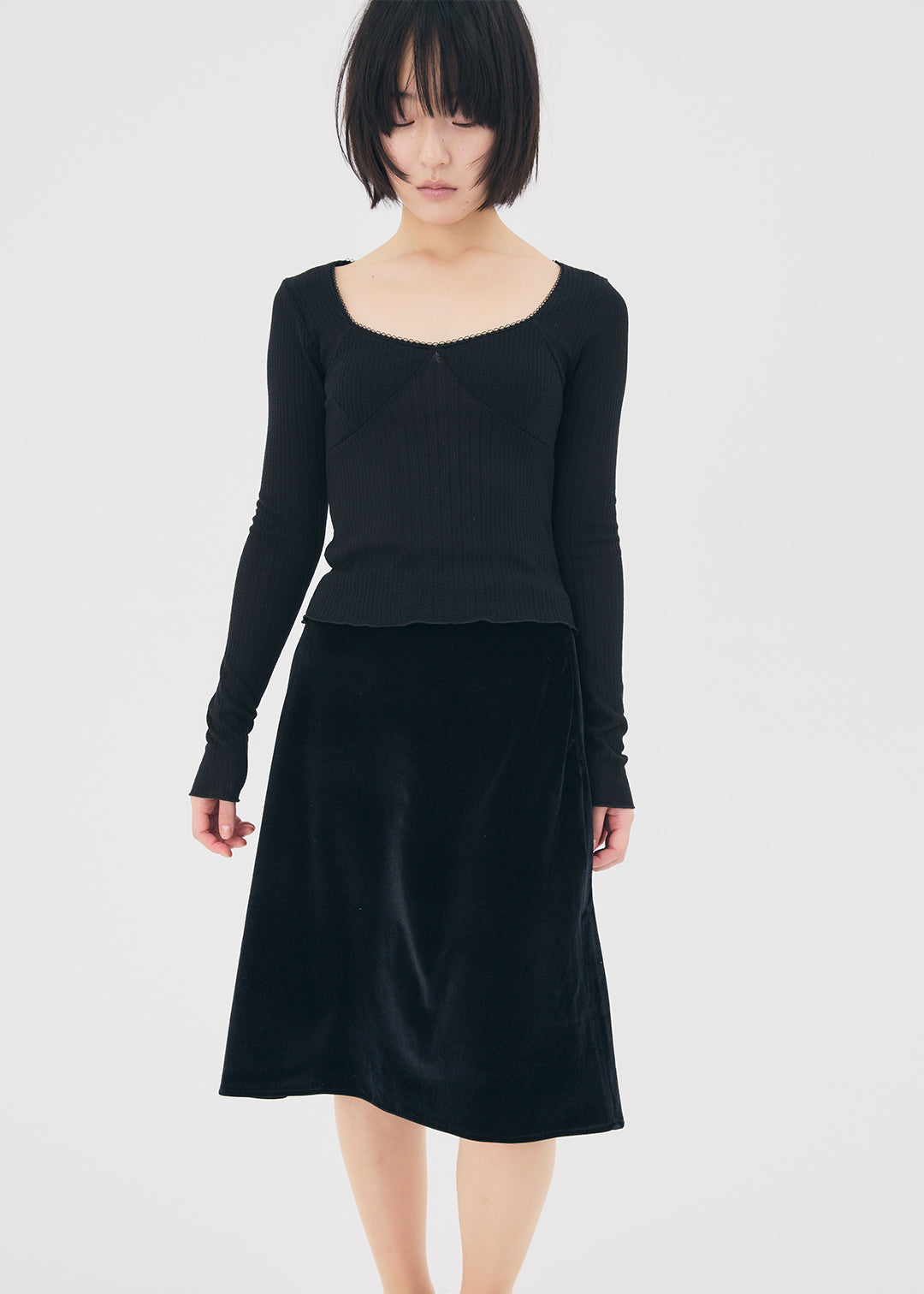 【NEW】Velours Skirt (Black)