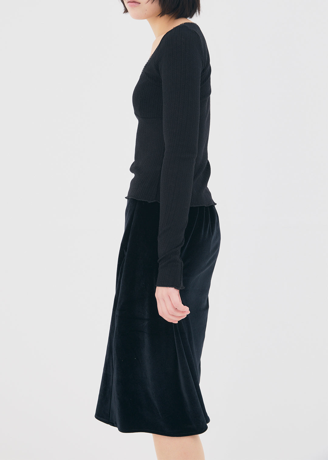 【NEW】Velours Skirt (Black)