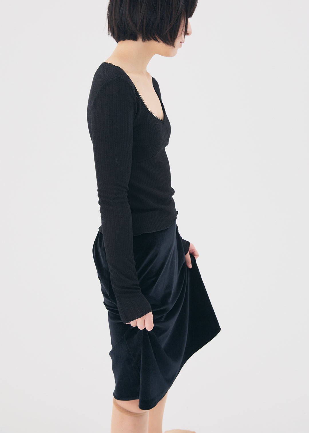 【NEW】Velours Skirt (Black)