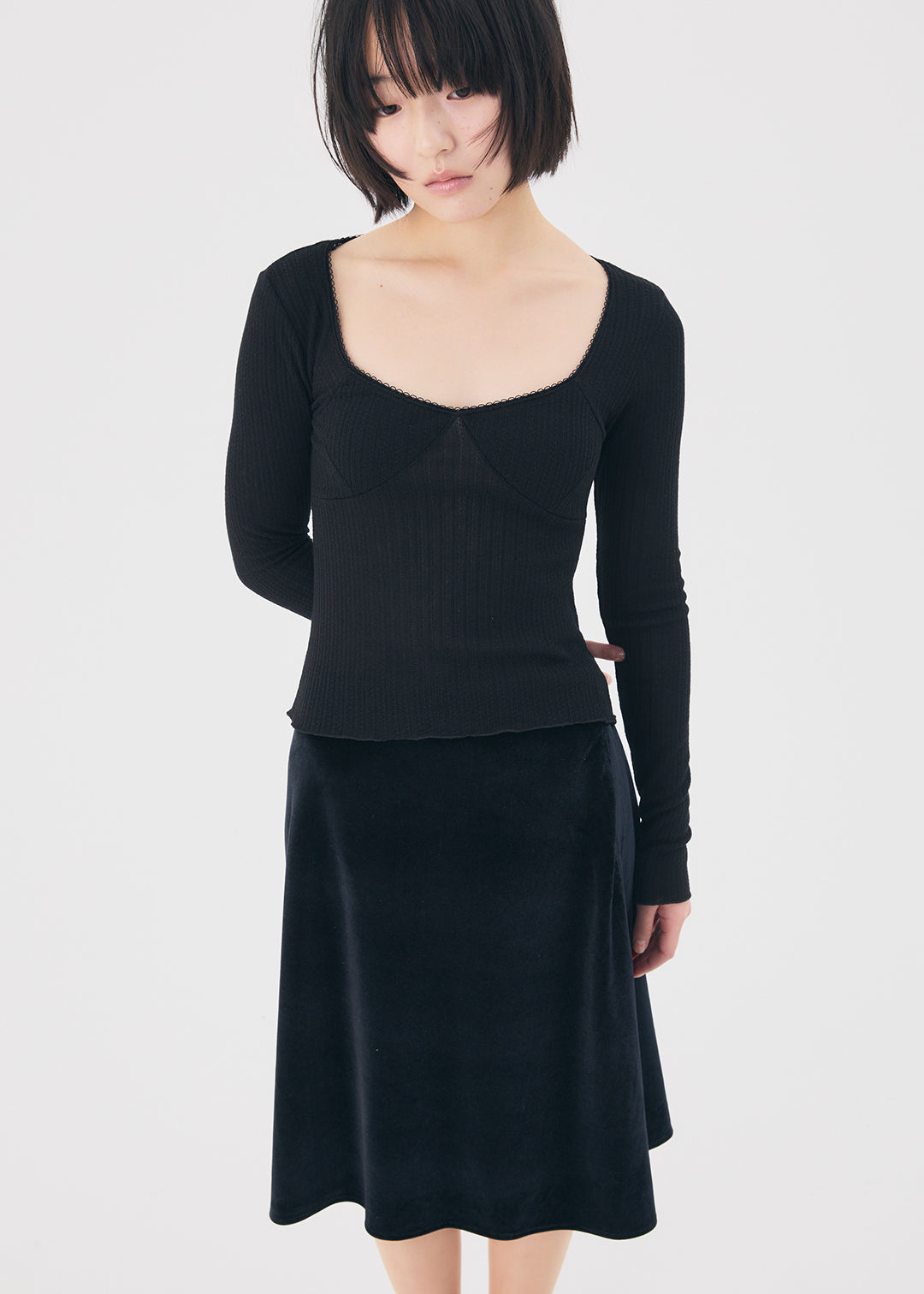 【NEW】Velours Skirt (Black)