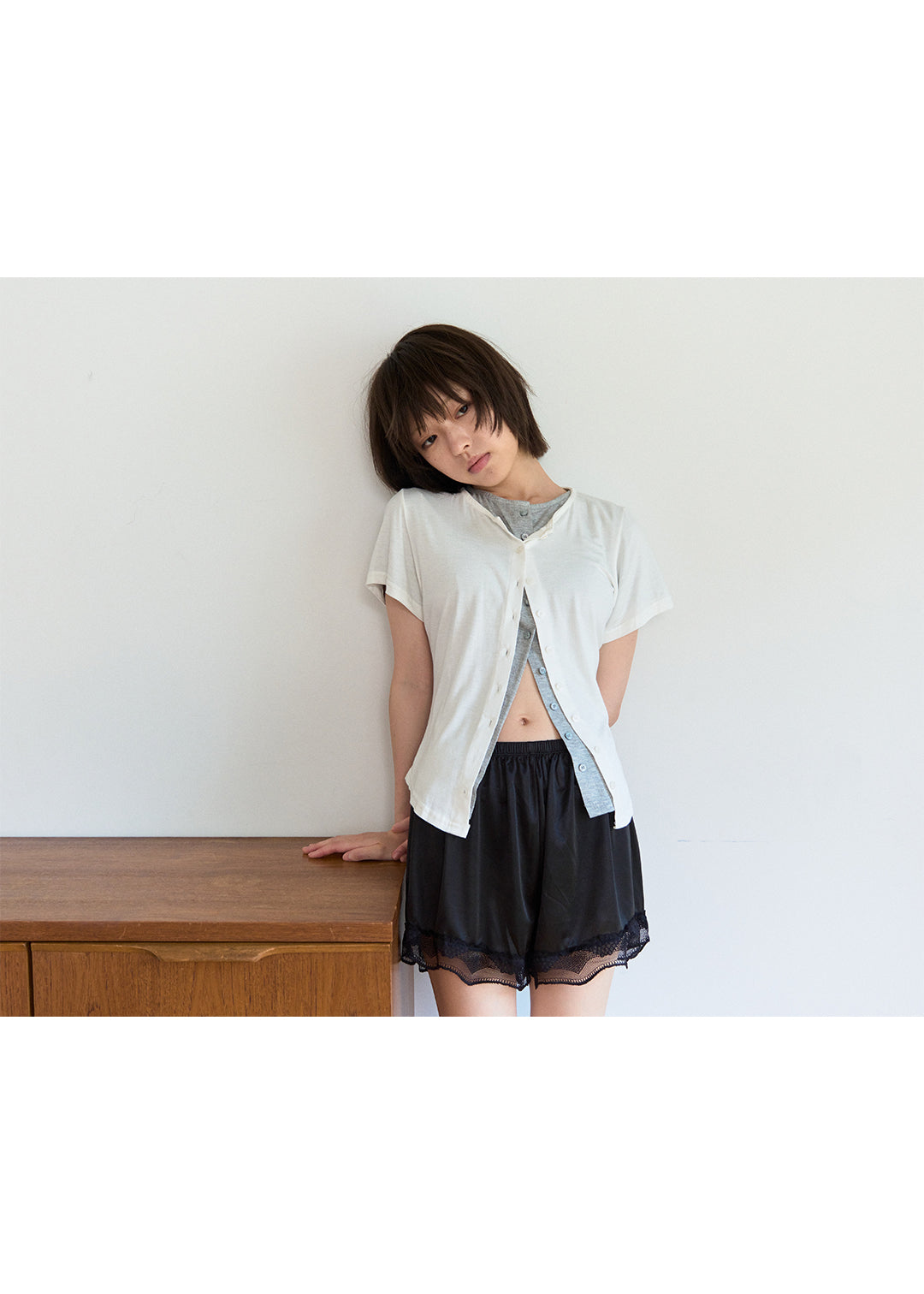 Cardigan Tee (White)
