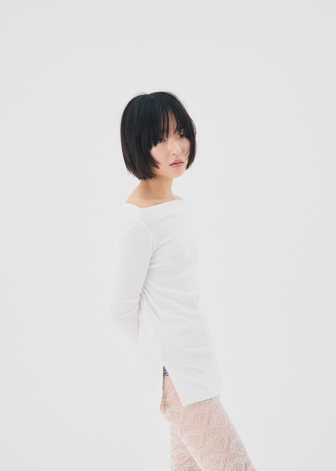 【NEW】2Way Slit Top (Ivory)