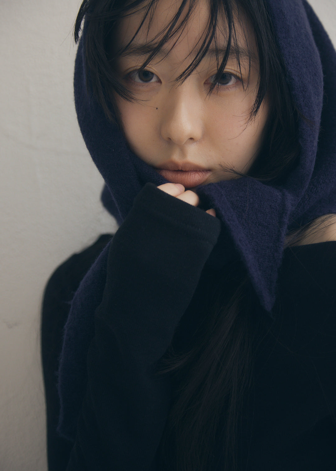 Wool Knit Scarf (Navy)