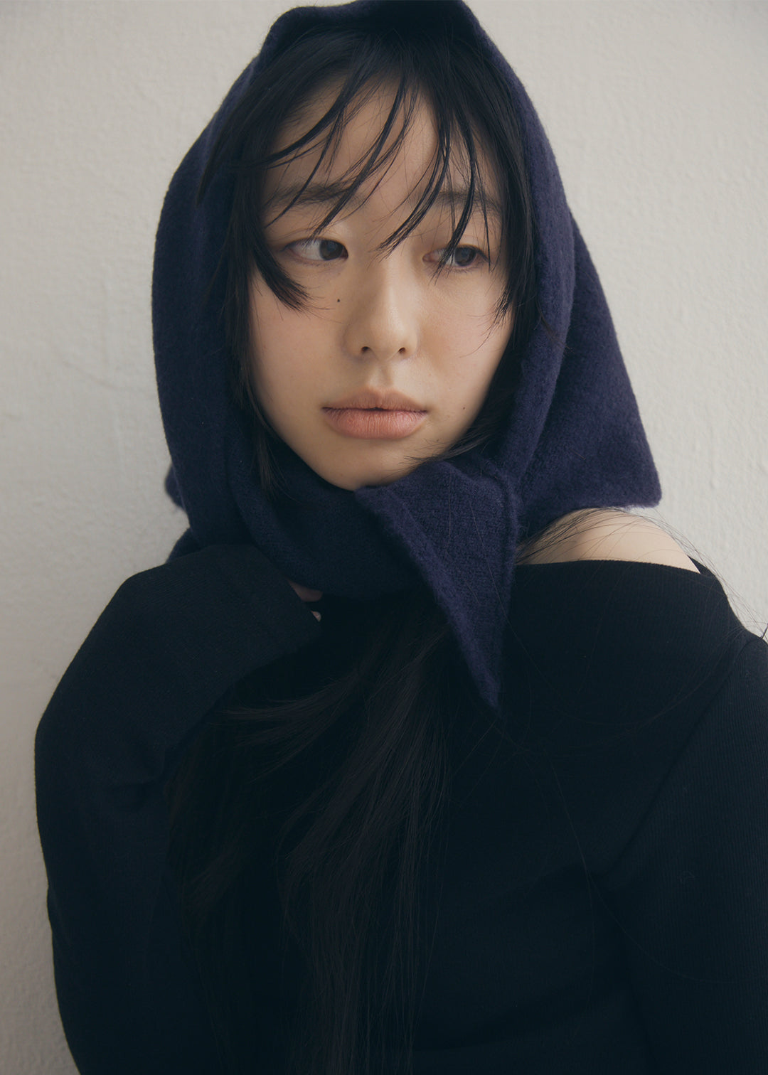 Wool Knit Scarf (Navy)