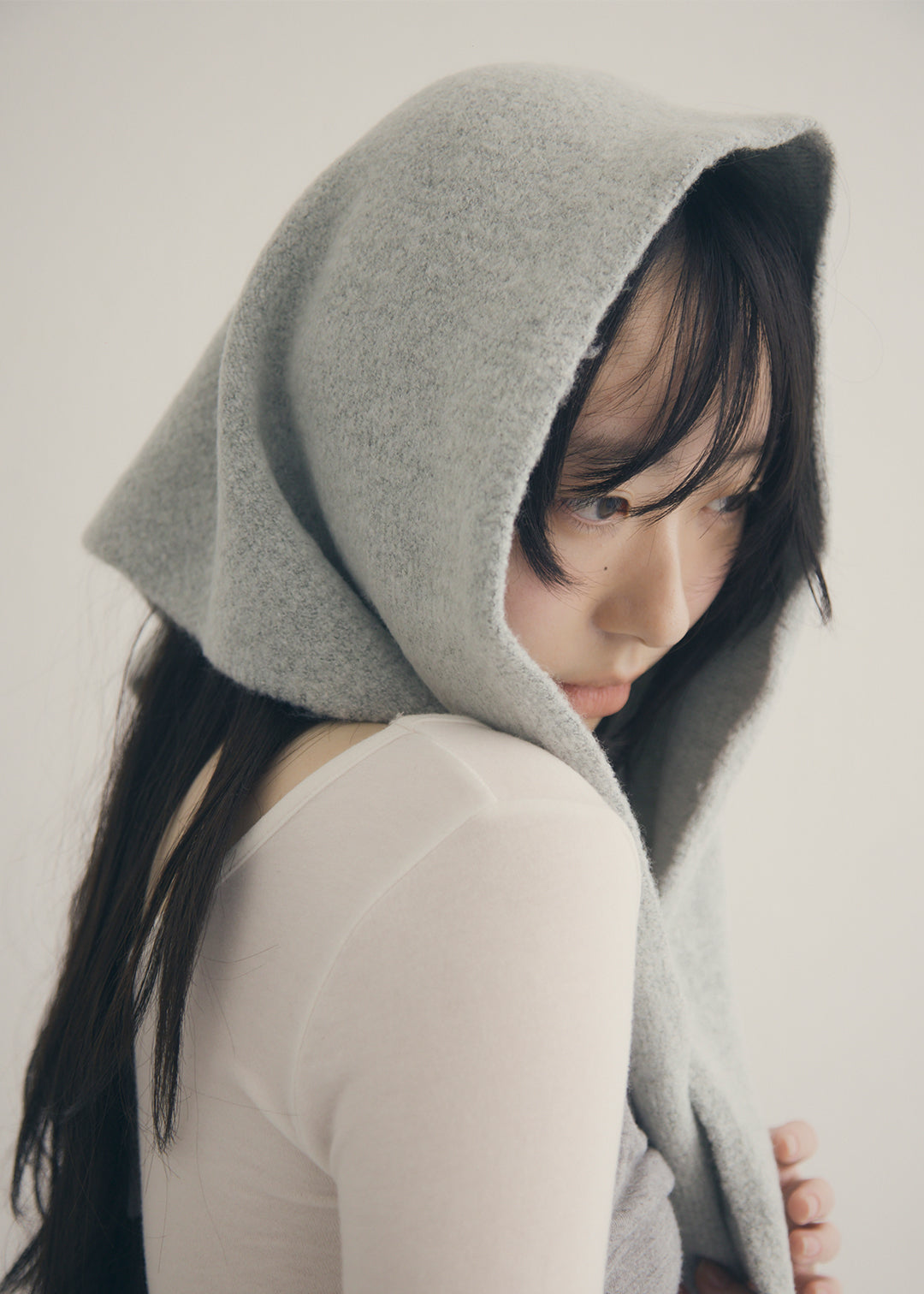 Wool Knit Scarf (Gray)