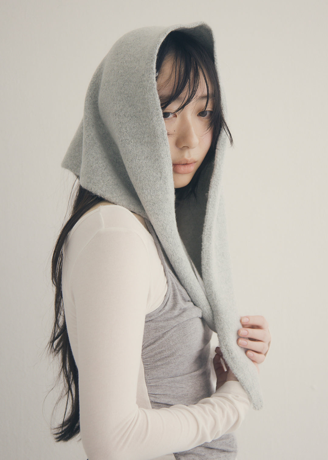 Wool Knit Scarf (Gray)