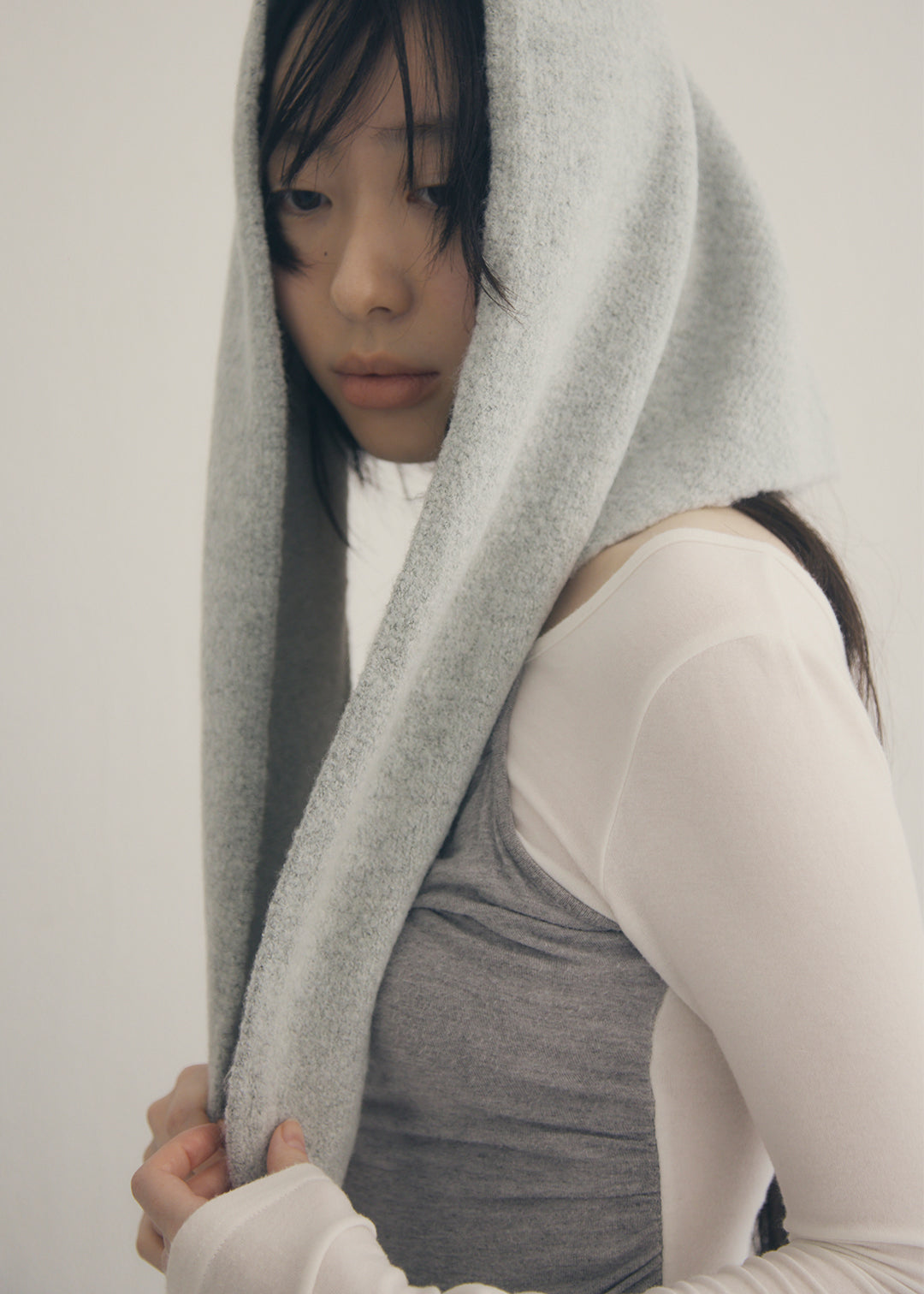 Wool Knit Scarf (Gray)
