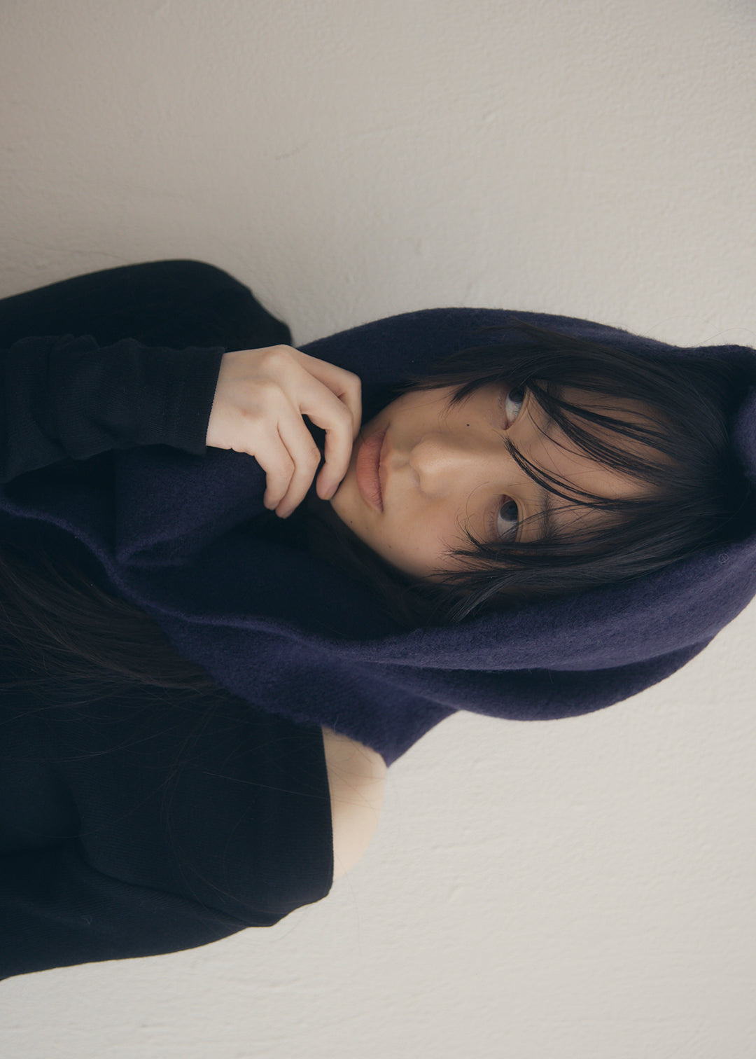 Wool Knit Scarf (Navy)