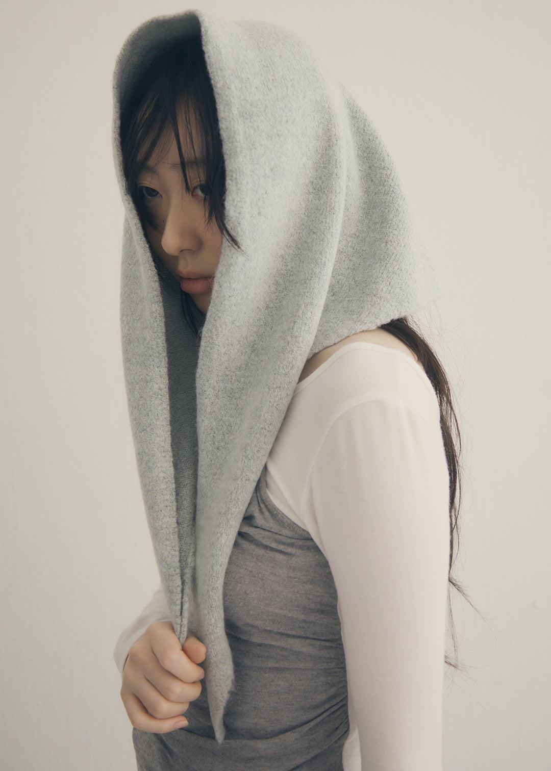 Wool Knit Scarf (Gray)