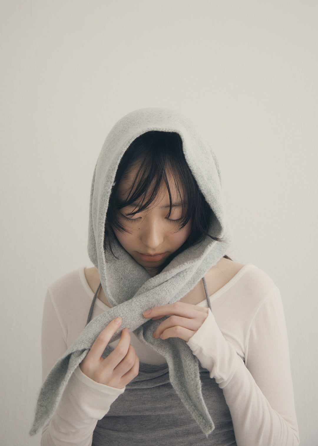 Wool Knit Scarf (Gray)