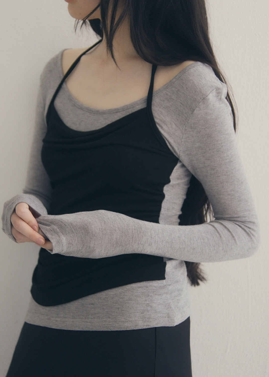 SoftTouch Cami Top (Gray×Black)