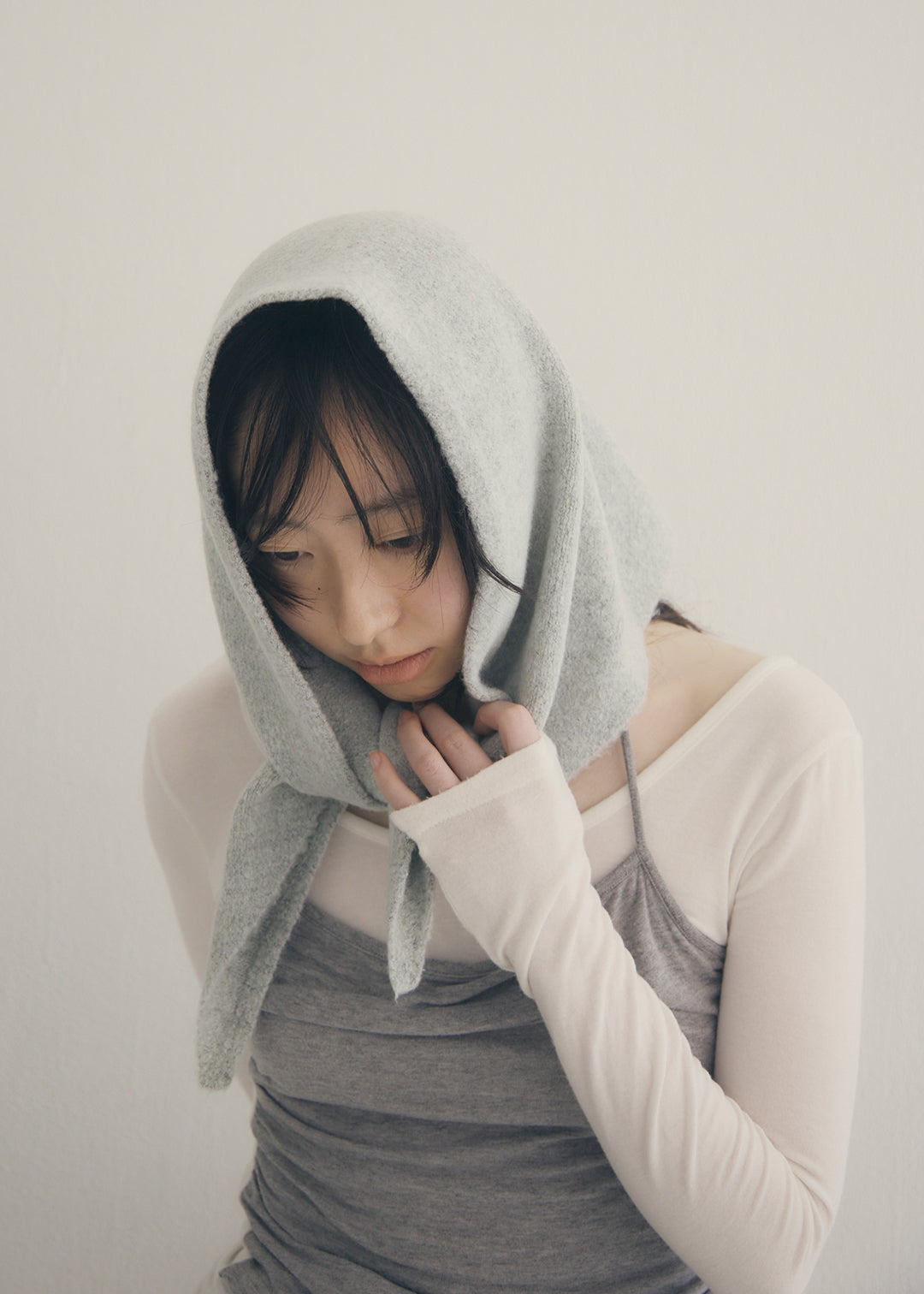 Wool Knit Scarf (Gray)