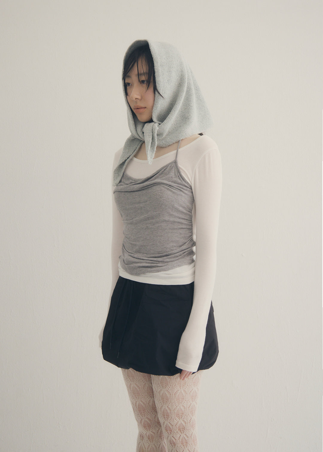 Wool Knit Scarf (Gray)