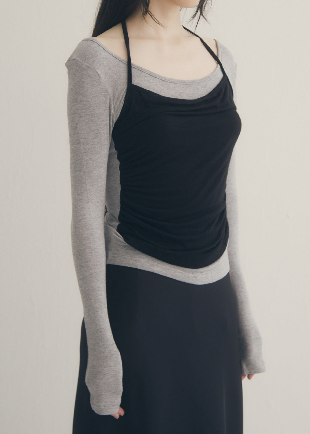 SoftTouch Cami Top (Gray×Black)