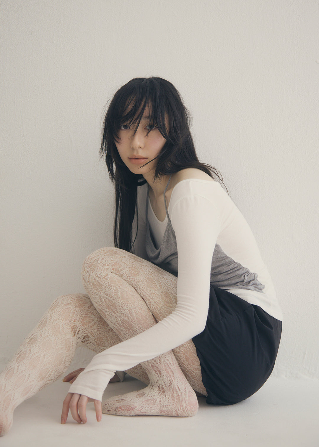 SoftTouch Cami Top (Ivory×Gray)