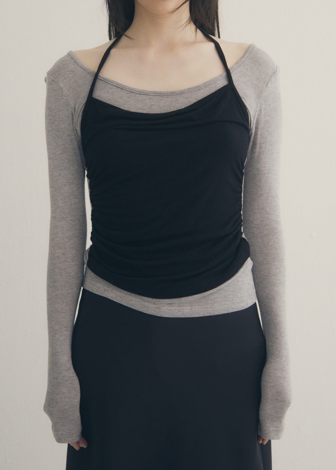 SoftTouch Cami Top (Gray×Black)
