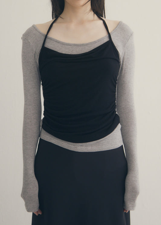 SoftTouch Cami Top (Gray×Black)