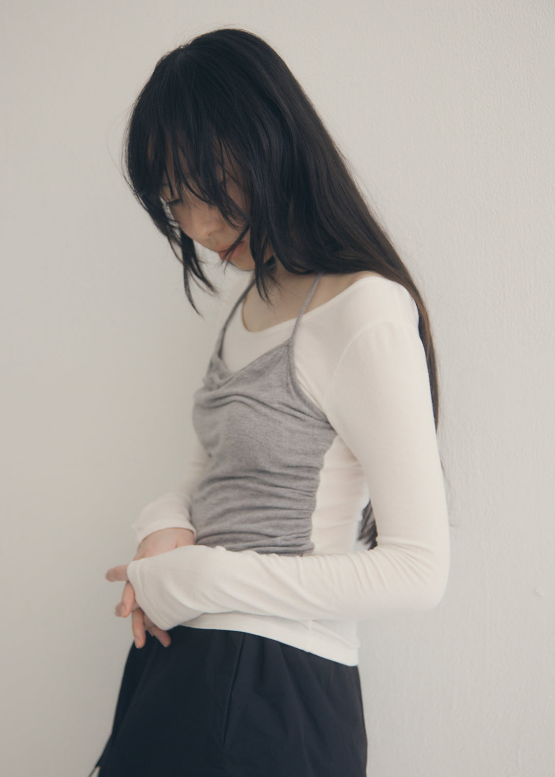SoftTouch Cami Top (Ivory×Gray)