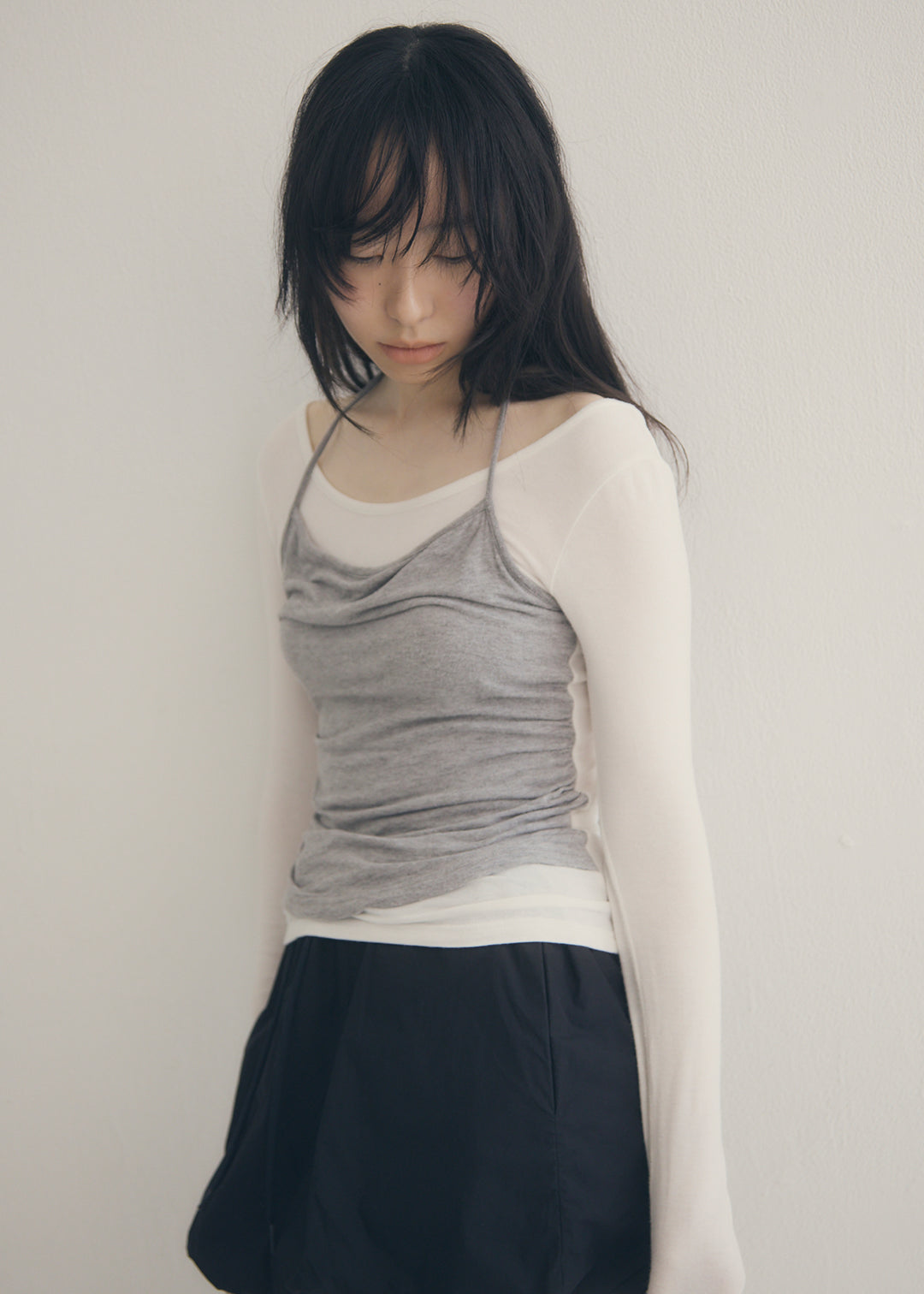SoftTouch Cami Top (Ivory×Gray)