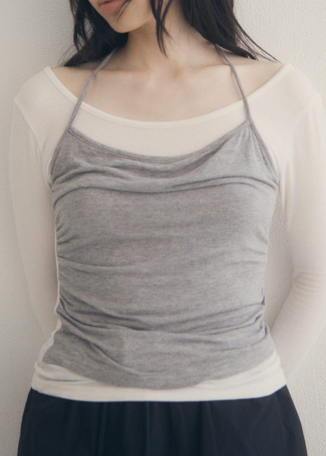 SoftTouch Cami Top (Ivory×Gray)