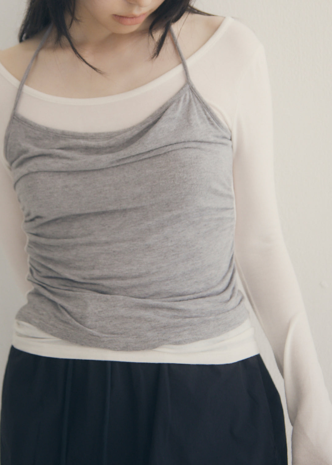 SoftTouch Cami Top (Ivory×Gray)