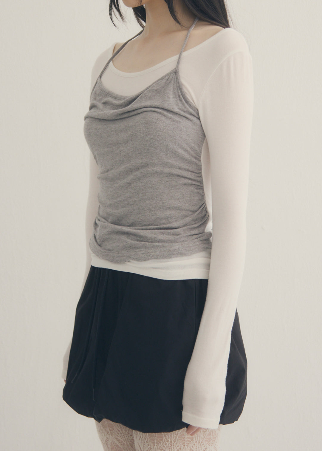 SoftTouch Cami Top (Ivory×Gray)