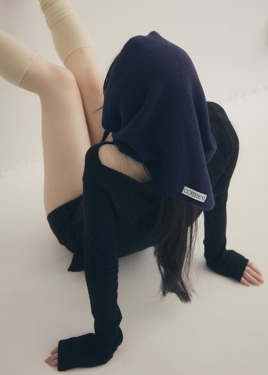 Wool Knit Scarf (Navy)