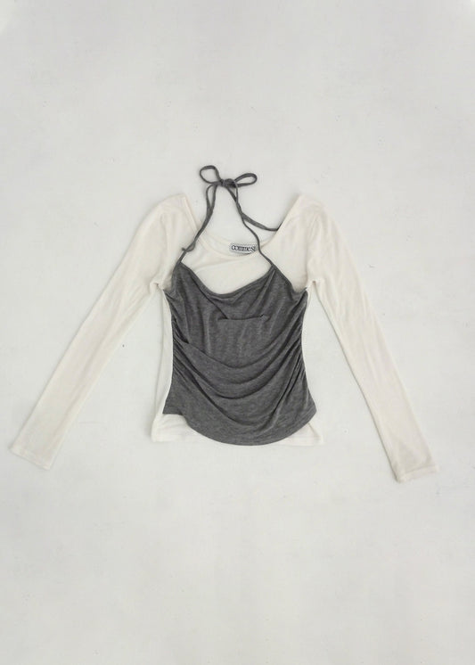 SoftTouch Cami Top (Ivory×Gray)