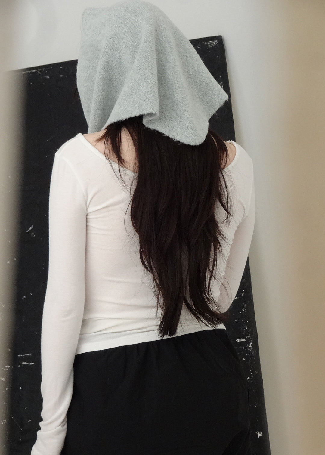 Wool Knit Scarf (Gray)