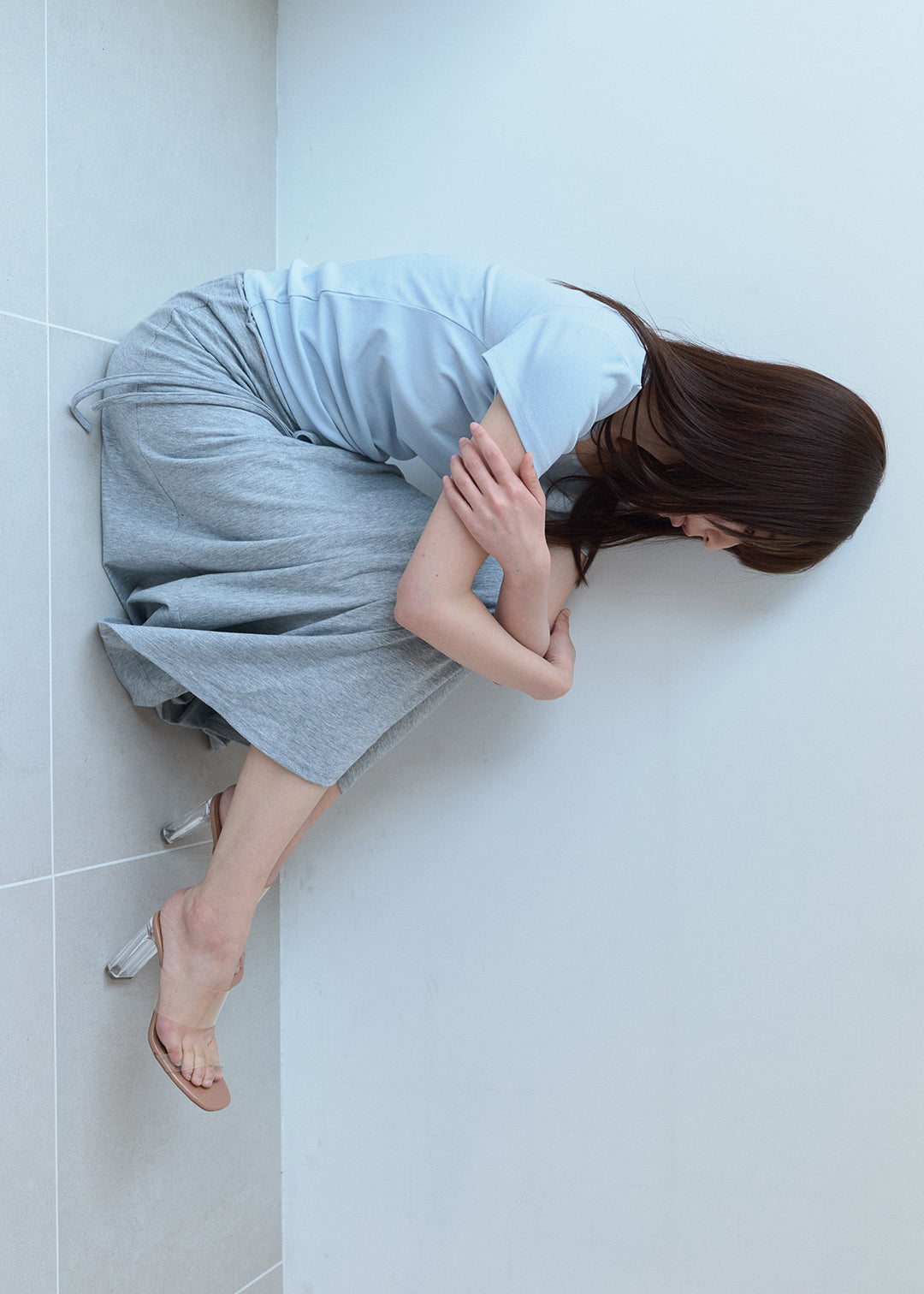 【6/20(Sat) 12:00】Waist Ribbon Long Skirt (Gray)
