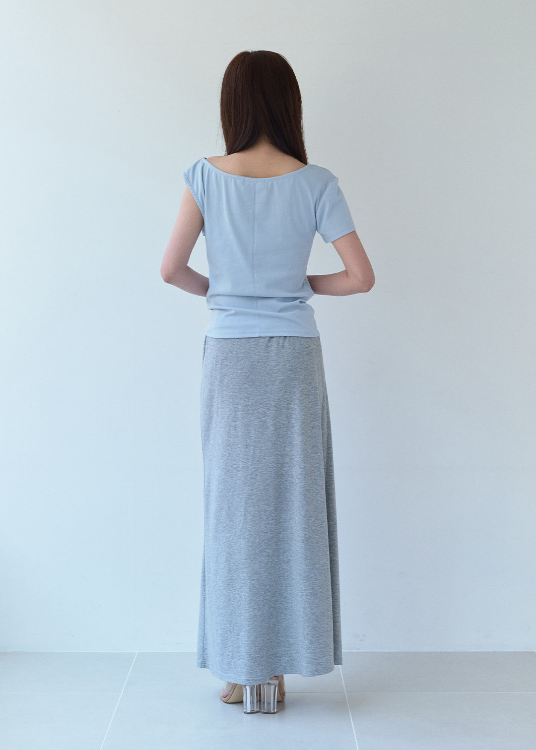 【6/20(Sat) 12:00】Waist Ribbon Long Skirt (Gray)